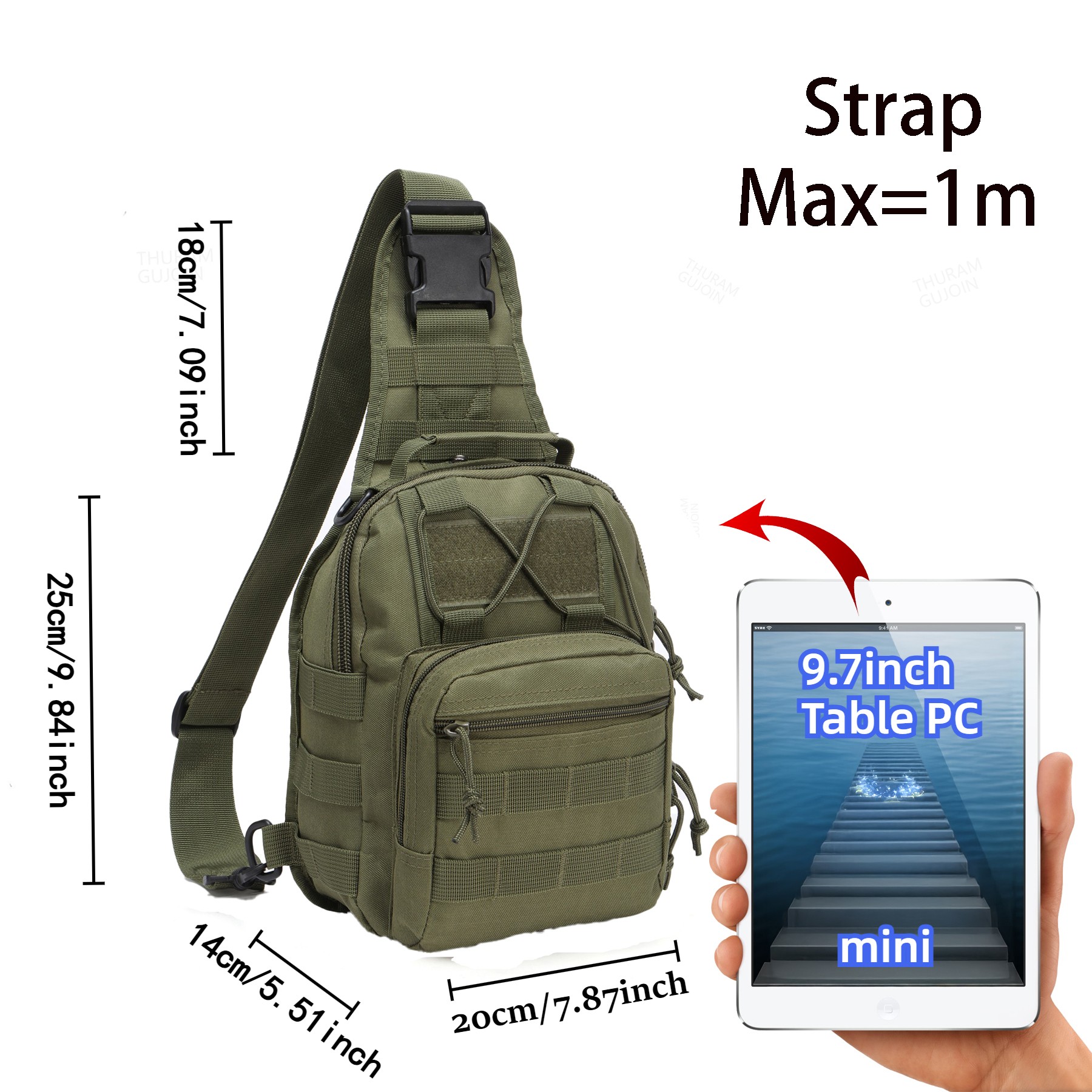THURAM 야외 전술 가방, 배낭 스포츠 가방 팩,  - Sling Backpack Shoulder 리뷰 및 가격